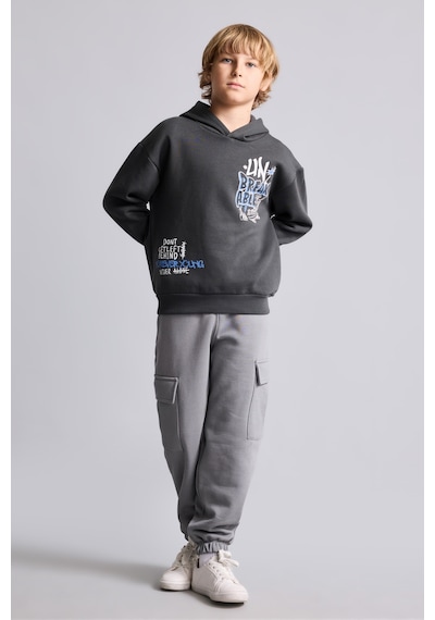 Defacto Kargo Fit Kalın Kumaş Lastikli Paça Pantolon Erkek Çocuk I0116a826wngr67 Gri-gr67