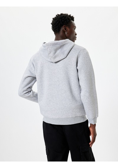 Koton Fermuarlı Sweatshirt Kapşonlu Cep Detaylı Pamuk Karışımlı Gri 5wam70016mk Gri