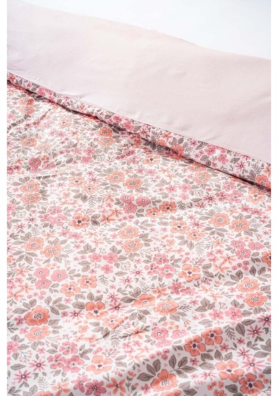 Çift Kişilik Nevresim Takımı Pamuklu Desenli Pembe Bahar 200x215 Cm Pembe