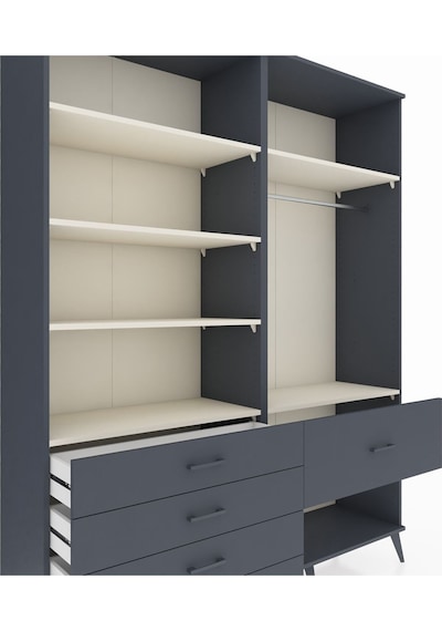 Hyperion Gardrop 6 Raflı 5 Çekmeceli Tek Askılı 176x44x221 Antrasit-aytaşı/antrasit Beyaz Hyperion Gardrop 6 Raflı 5 Çekmeceli Tek Askılı 176x44x221 Antrasit-aytaşı/antrasit Beyaz
