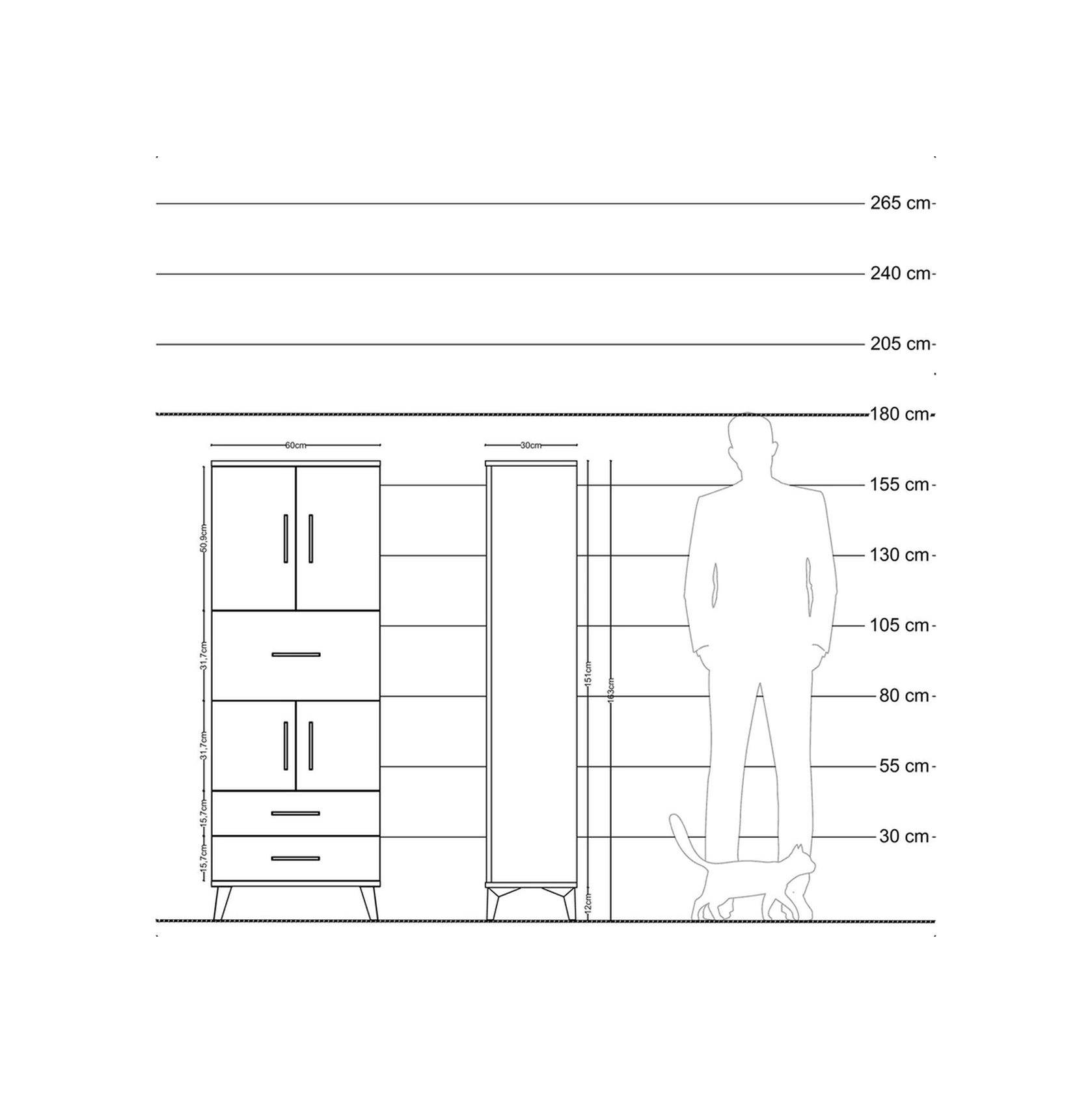 Arges Dolap 3 Raflı 3 Çekmeceli 4 Kapaklı 60x30x163 Aytaşı-an... Aytaşı