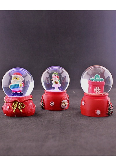 3 Adet Yeni Yıl Noel Hediyesi Temalı Mini Boy Işıklı Kar Küresi