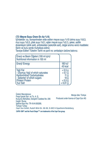 Capri-sun Mysticdragon Ejder Meyveli, Elmalı, Muzlu, Çilekli 200 Ml X 20 Adet