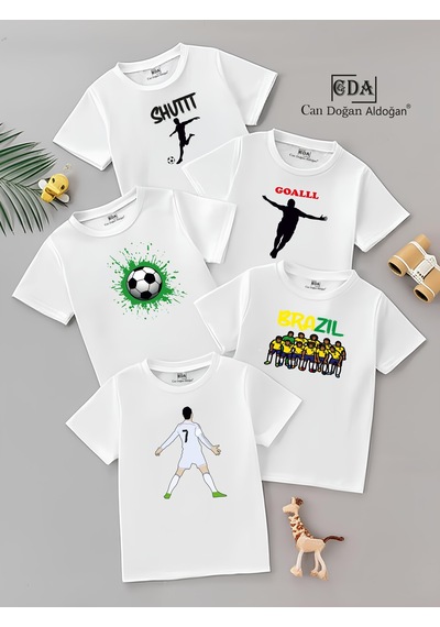 Cda Futbol Çeşit 5li Çocuk Tshirt Beyaz