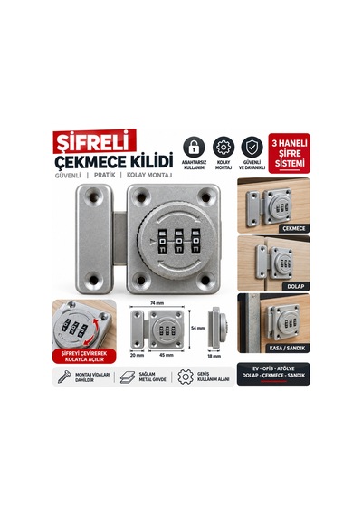 Çekmece Kilidi Şifreli Gri - 921700225 Gri