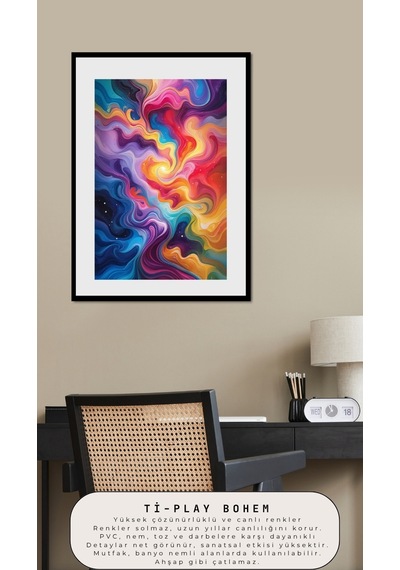 Bohem Tablo Aura Spiritüel, Canlı Renkler, Soyut Bohem Duvar Sanatı Çerçevesiz Poster