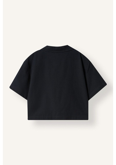 DeFacto Kız Çocuk Cropped Fit Keten Kısa Kollu Gömlek D7638A825SMBK27 DeFacto Kız Çocuk Cropped Fit Keten Kısa Kollu Gömlek D7638A825SMBK27