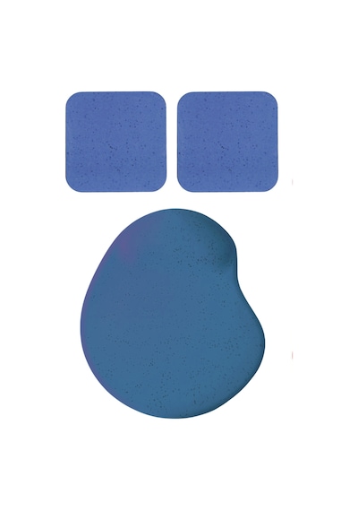Oval Mavi Kum Desen Bilek Destekli Mouse Pad + 2 Adet Kupa Fincan Bardak Altlığı Altlık Set