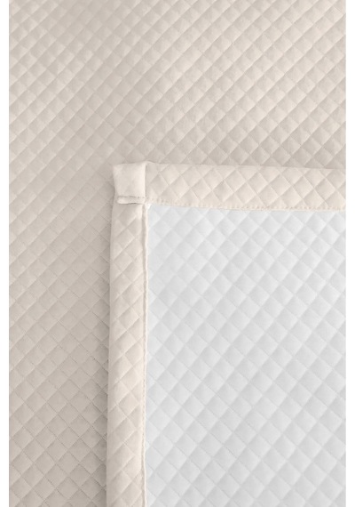 Minimal Genç Odası Tek Kişilik Pike Takımı - Ekru Kapitone 160x220 Cm Mevsimlik Yatak Örtüsü Perde Kumtaşı Gölgeliği