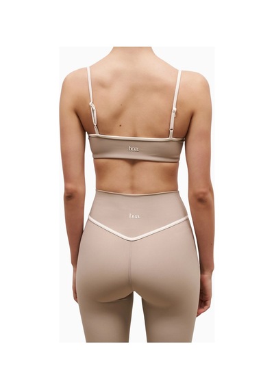 Because Of Alice Base Contrast Trim Leggings Yüksek Bel Şekillendirici Kadın Tayt Bej