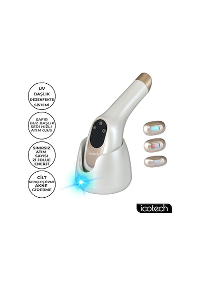 Icotech HR95 Sınırsız Atım Safir Buz Başlıklı UV DezLazer Epilasyon Aleti Beyaz