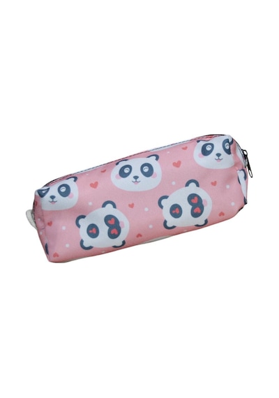 Pembe Panda Desenli Tatlı Kalemlik - Okul Kalemliği-makyaj Çantası