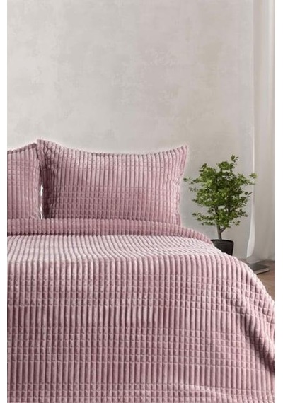 Merinos Modern Line Çift Kişilik Battaniye Seti Pudra Pudra