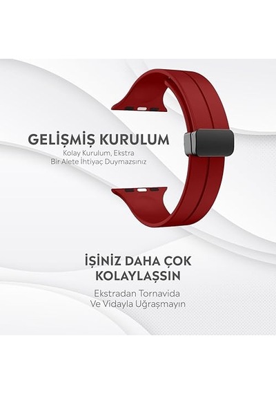 Ayrex Apple Watch Series Se/11/10/9/8/7/6/5/4/3 İle Uyumlu Silikon Kordon Bbl84