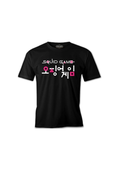 Squid Game-Logo Korean Siyah Erkek Tshirt