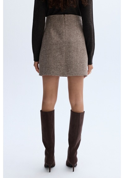 Mudo Kadın Kadın Vizon Rengi Ekoseli Mini Etek 1264433