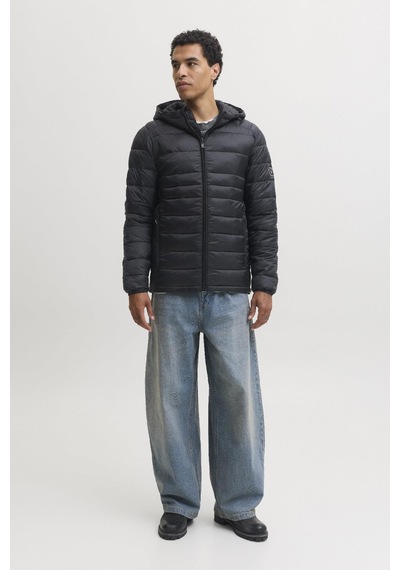 Jack & Jones Jjekıngsley Erkek Kapüşonlu Hafif Şişme Mont Puffer Günlük Rahat Siyah