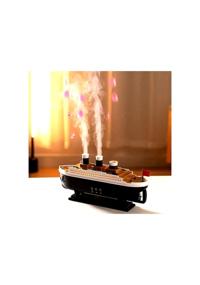 Oda Hava Nemlendirici Aroma Difizör Humudifier Gemi Şeklinde Rgb Led Işıklı Buhar Makinesi