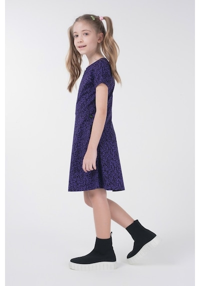 Brz Kids Metraj Baskılı Kısa Kollu Kız Çocuk Elbise Lila