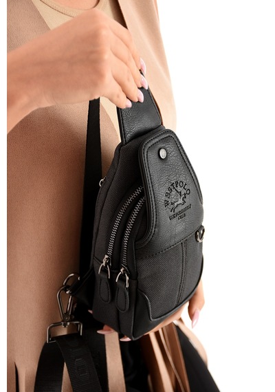 Westpolo Unisex Vegan Deri Çapraz Göğüs Ve Omuz Çantası Body Bag - 7044kes Siyah