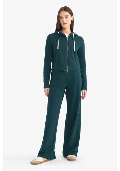 Defacto Oversize Kapüşonlu Fermuarlı Sweatshirt G6384ax25wngn465 Yeşil-gn465