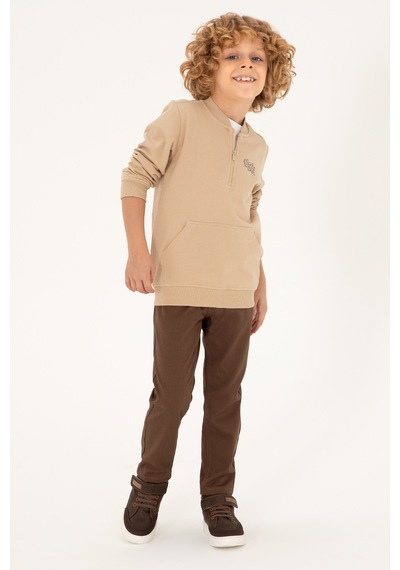 U.S. Polo Assn. Erkek Çocuk Kum Yarım Fermuarlı Sweatshirt 50293774-VR085
