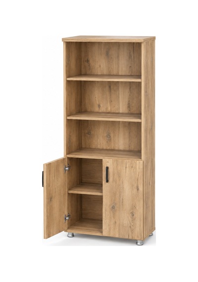Ahşap 2 Kapaklı Büyük Dolap 80x38x190 Cm Enter Yarım Kapaklı Kahverengi