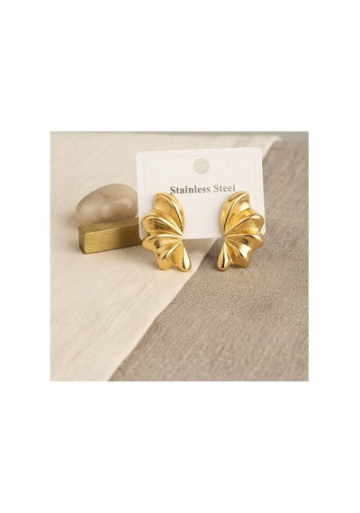 316l Çelik Gold Renk Vintage 3d Dalgalı Model Küpe Tj-bkp12038 Evimdeyokyok