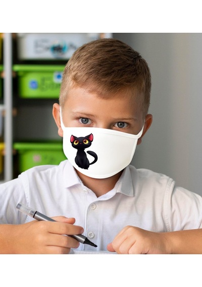 50 Adet Yıkanabilir Beyaz Çocuk Maske-6