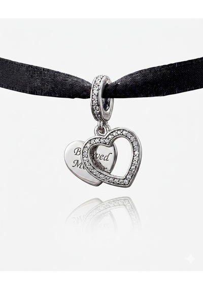 Gümüş Kalp Detaylı Charm