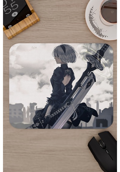 Nier: Automata Kaymaz Dikişli Kauçuk Oyuncu Mousepad V1 - 22x18 Gaming Mouse Pad Fare Altlığı