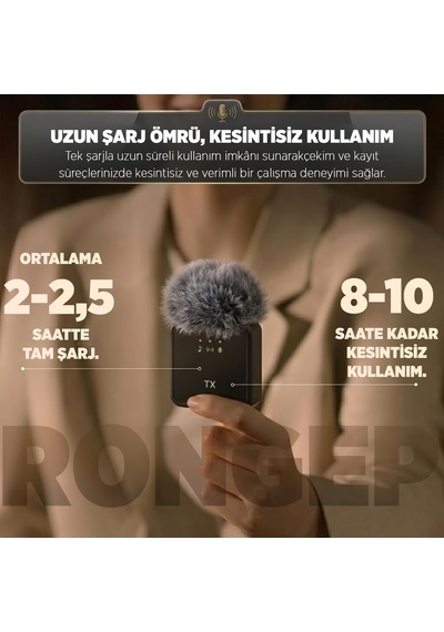 2'li Kablosuz Yaka Mikrofonu İphone/android Telefonlar/type-c Girişli Pc'ler İçin Type-c/lightning Giriş 8-10 Saat Pil Ömrü 20 Metreye Kadar Menzilli Tak Çalıştır Kablosuz Mikrofon Siyah
