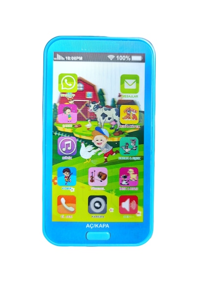 Oyuncak Kukuli Telefon Dokunmatik 12 Fonksiyonlu Türkçe Sesli Işıklı Müzikli Lisanslı Mavi Renk