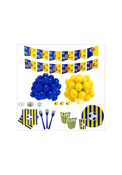 Taraftar Fenerbahçe Sarı Lacivert 8 Kişilik Doğum Günü Seti
