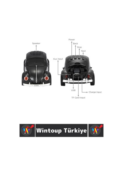 Premium Nostaljik Yüksek Ses Speaker Aux Usb Çok Şık Retro Vosvos Tasarımlı Bluetooth Speaker