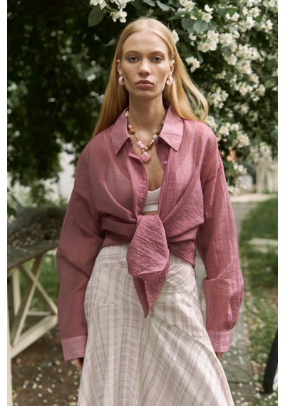 Mai Collection Mai Studios Co. Syaritta Oversize Bordo Transparan Gömlek bordo