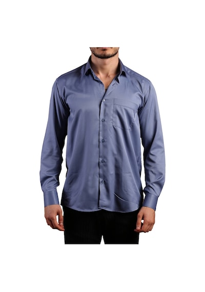 Dicotto İndigo Büyük Beden Rahat Kesim Micro Kumaş Kol Düğmeli Regular Fit Erkek Gömlek - 190-5 001