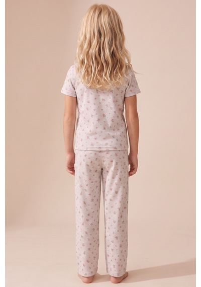 Siyah İnci Pamuklu Fitilli Kaşkorse Örme Pijama Takım 26120402 Taş Rengi