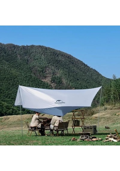 Naturehike Hexagon Sunrise Canopy 5.2x4.6 Mt Tarp Güneş Ve Rüzgar Koruma Tentesi Gri - Mavi