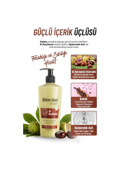 At Kestaneli Sıkılaştırıcı Selülit Karşıtı İncelmeye Destek Rahatlatıcı Slım & Fırm Jel