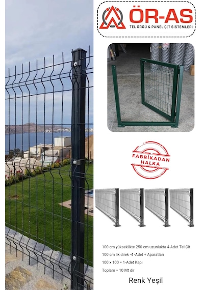 Panel Çit Takım 100 Cm Yükseklik 10 Mt Uzunluk 100 X 100 Kapı -