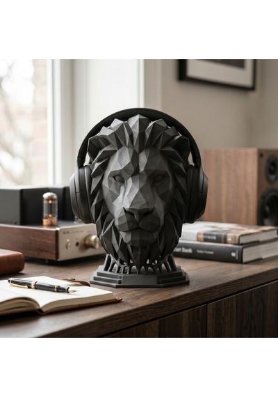 Happy3dworld Aslan Figürlü Kulaklık Standı, 3d Baskı Masaüstü Sanat Dekoru