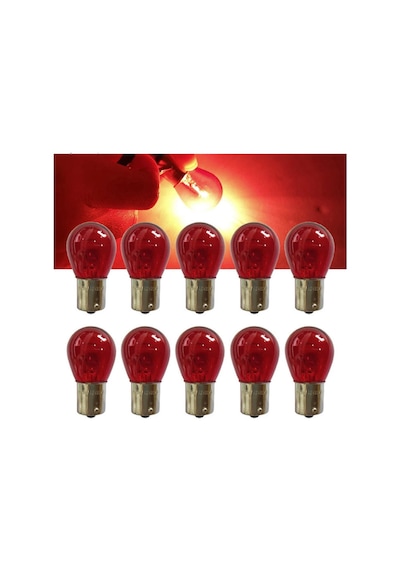 10 Adet 12v Pr21/5w Çift Duy Yakın Tırnak Ampul Baz15d Kırmızı