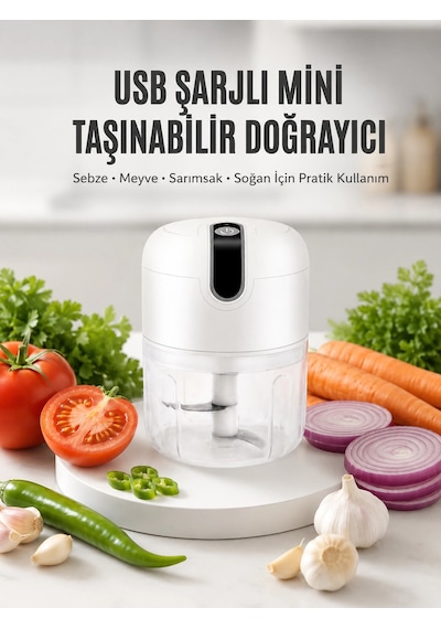 Rondo Doğrayıcı 250 Ml Taşınabilir Usb Şarjlı Pratik El Rondo Blender Yeni Nesil Rekli