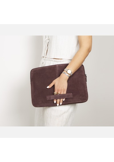 Burgundy Still Hakiki Süet Deri 15-16 İnç Macbook Uyumlu/laptop Kılıfı Bordo