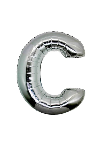 Gümüş Folyo Balon C Harfi 40inç 100cm Beyaz