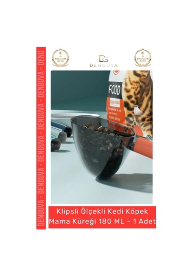 Mamaküreği Klipsli 180 Ml Hijyenik Evcil Hayvan Porsiyon Kontrolü Ölçekli Kedi Köpek Mama Küreği -