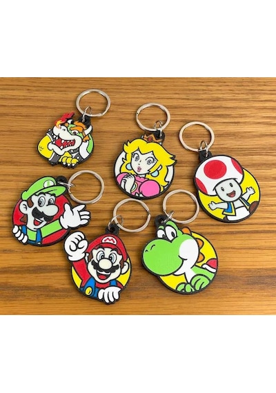 Super Mario Ekibi Sevimli Figür Karakter Anahtarlık Çok Renkli