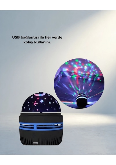 Döner Galaxy Işık Şovu Usb Li Projektör Lamba 10x7 Cm