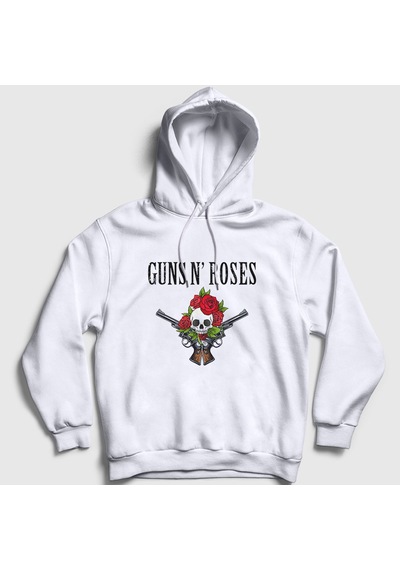 Presmono Unisex Bunch Guns N' Roses Kapüşonlu Sweatshirt Beyaz